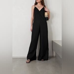 Rivet Utility Foxy Open-Back Black Linen Jumpsuit 100% linen size M NWOT chic
